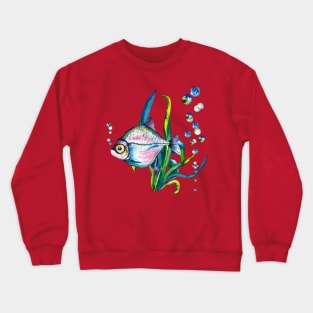 fish hand drawn blue Crewneck Sweatshirt